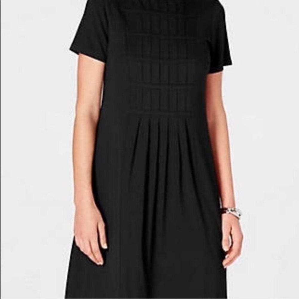 NWT J Jill Black Wearever Black Pleated Jersey Swing Tunic Dress Size XS